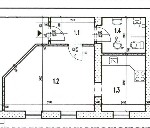 Plánek pokoje - Apartmán (kuchyň + 3 pevná lůžka) - pokoj číslo 1 
